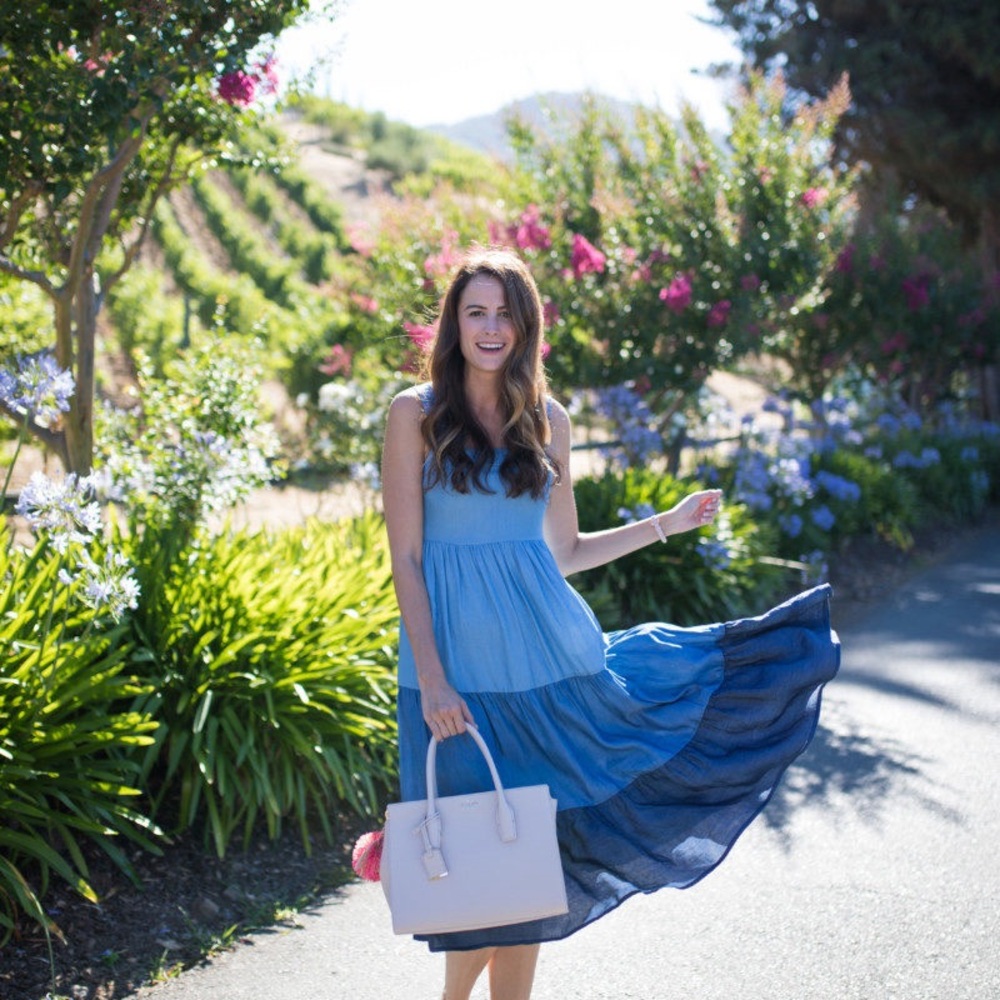 Kate Spade Blue Maxi Ruffle Dress - Picture 3 of 6